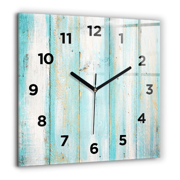 Square glass wall clock Blue boards
