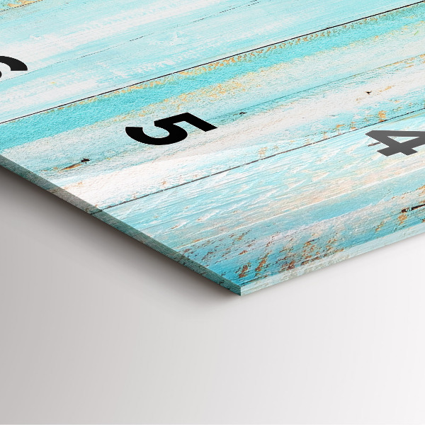 Square glass wall clock Blue boards