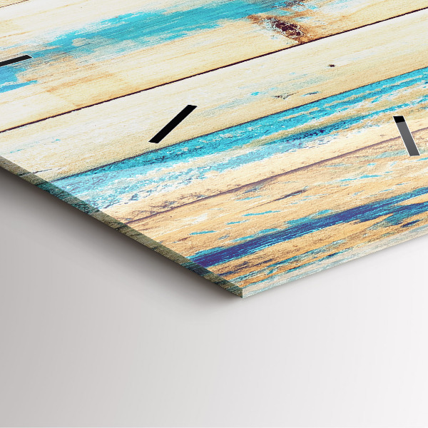 Square glass wall clock Scratched wood