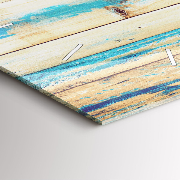 Square glass wall clock Scratched wood