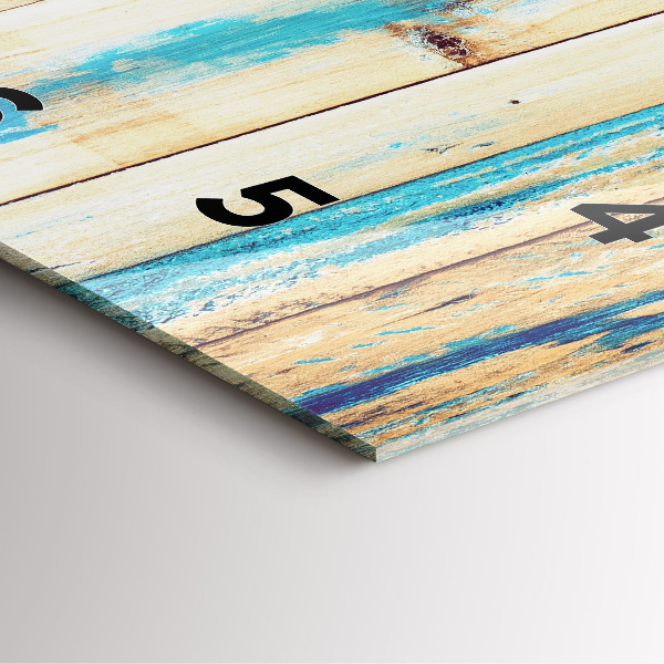 Square glass wall clock Scratched wood