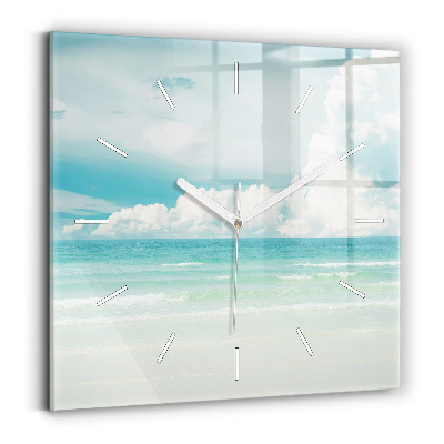Square glass wall clock Sea landscape