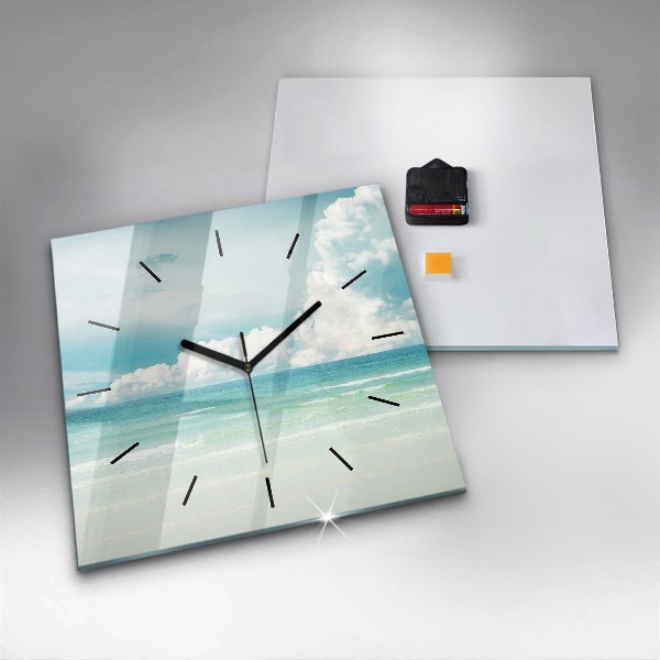 Square glass wall clock Sea landscape