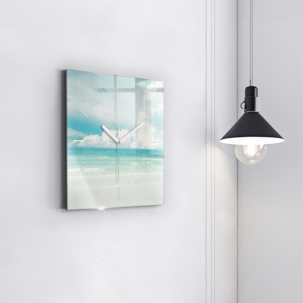 Square glass wall clock Sea landscape