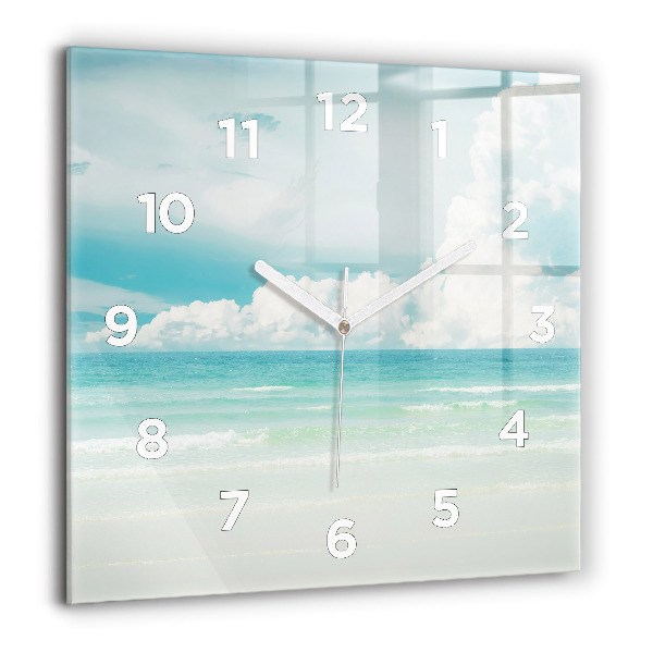 Square glass wall clock Sea landscape