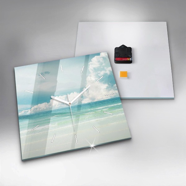 Square glass wall clock Sea landscape
