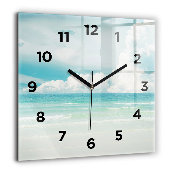 Square glass wall clock Sea landscape