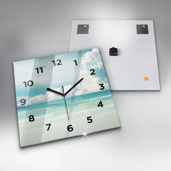 Square glass wall clock Sea landscape