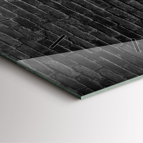 Square glass wall clock Dark brick wall