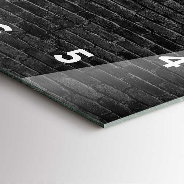 Square glass wall clock Dark brick wall