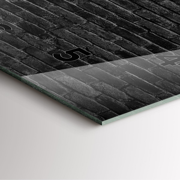 Square glass wall clock Dark brick wall