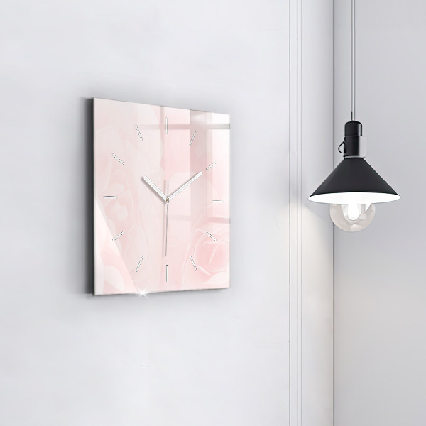 Square glass wall clock Blooming roses