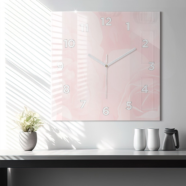 Square glass wall clock Blooming roses