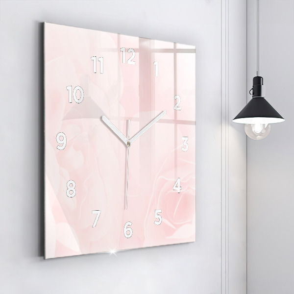 Square glass wall clock Blooming roses