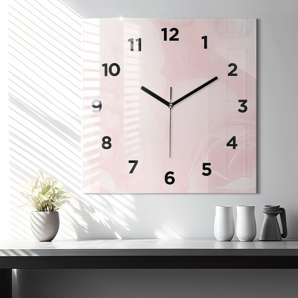 Square glass wall clock Blooming roses