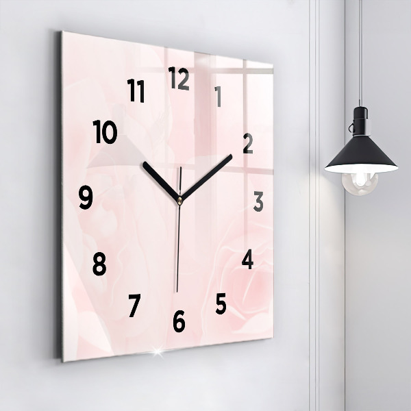 Square glass wall clock Blooming roses