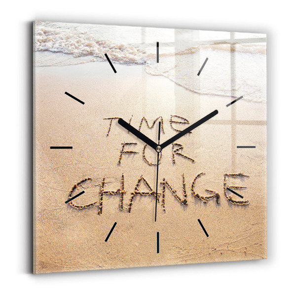 Square glass wall clock Beach Quote