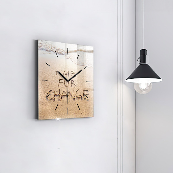 Square glass wall clock Beach Quote