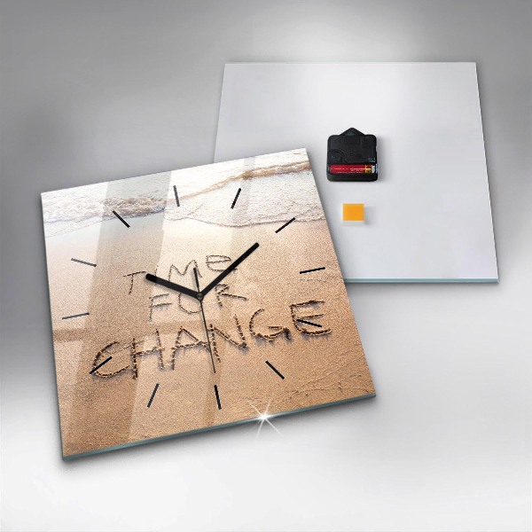 Square glass wall clock Beach Quote