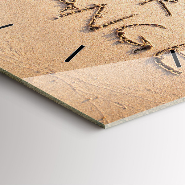 Square glass wall clock Beach Quote