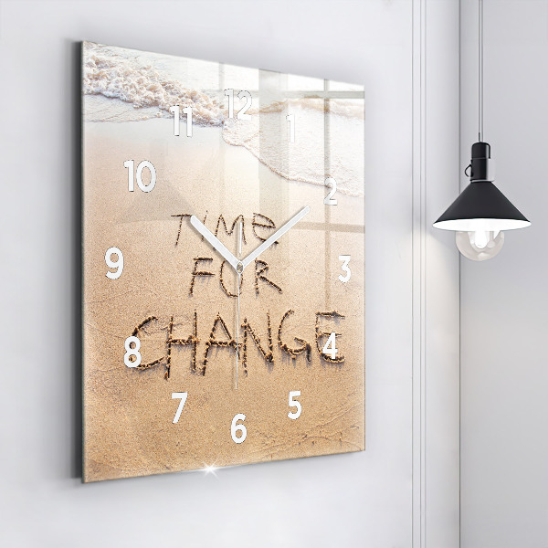 Square glass wall clock Beach Quote