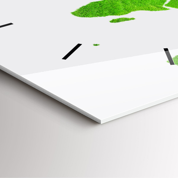 Square glass wall clock Green grass map