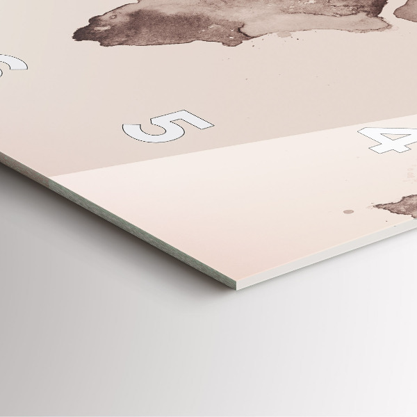 Square glass wall clock Watercolor world map