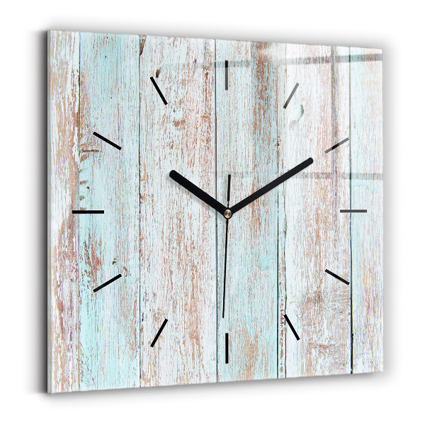 Square glass wall clock Pastel Wood