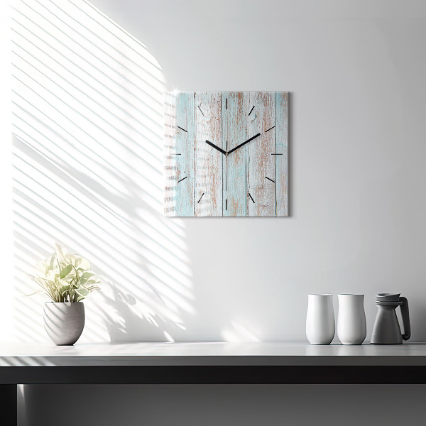 Square glass wall clock Pastel Wood