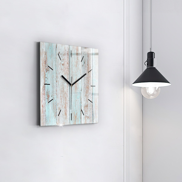 Square glass wall clock Pastel Wood
