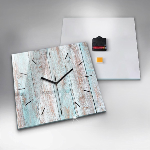 Square glass wall clock Pastel Wood