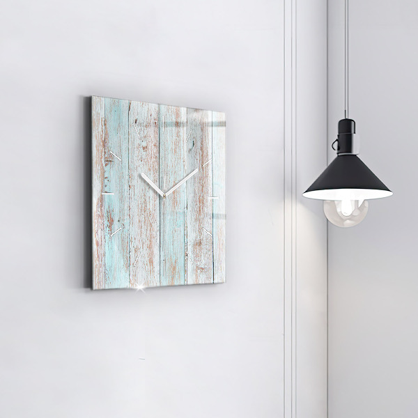 Square glass wall clock Pastel Wood