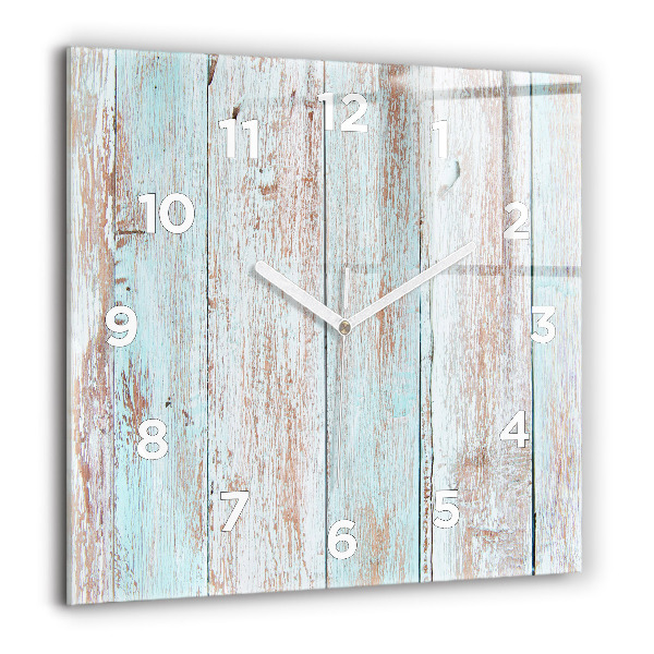 Square glass wall clock Pastel Wood