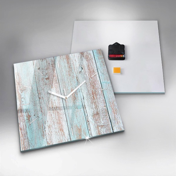 Square glass wall clock Pastel Wood