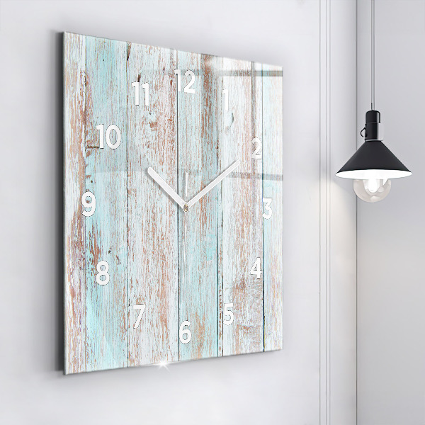 Square glass wall clock Pastel Wood