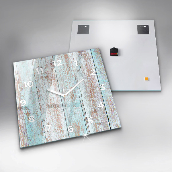 Square glass wall clock Pastel Wood