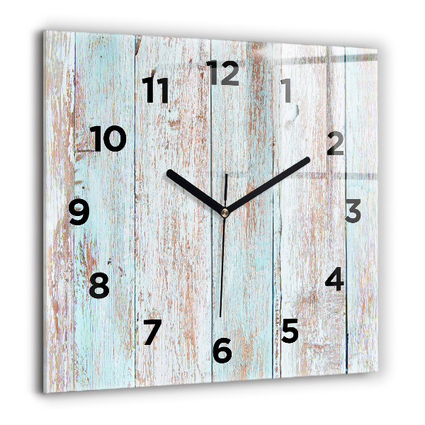 Square glass wall clock Pastel Wood