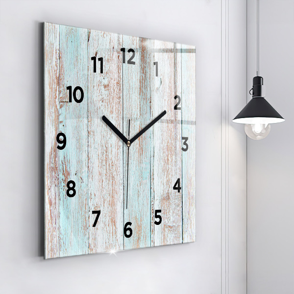 Square glass wall clock Pastel Wood