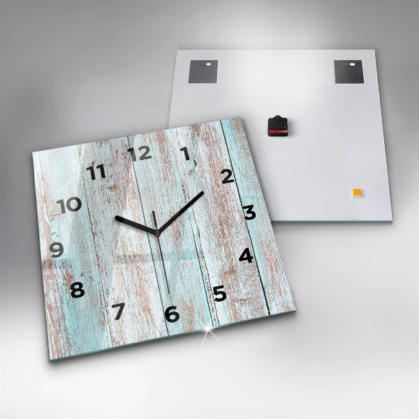 Square glass wall clock Pastel Wood