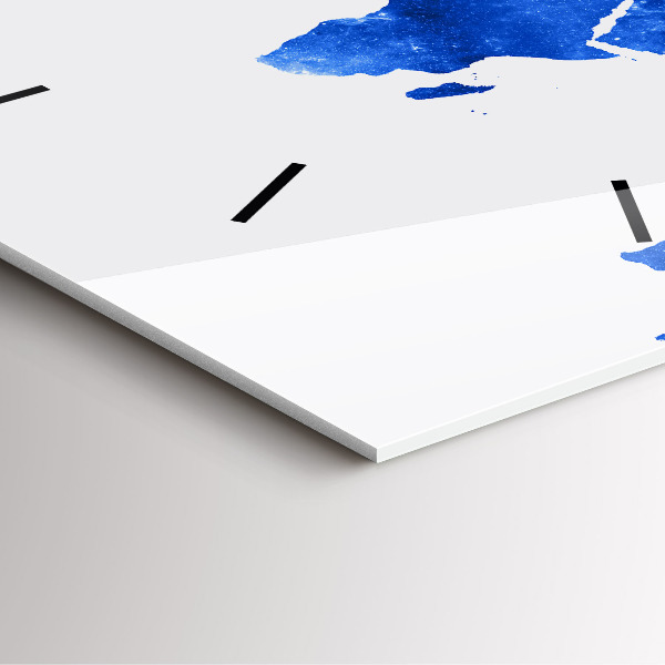 Square glass wall clock Space world map