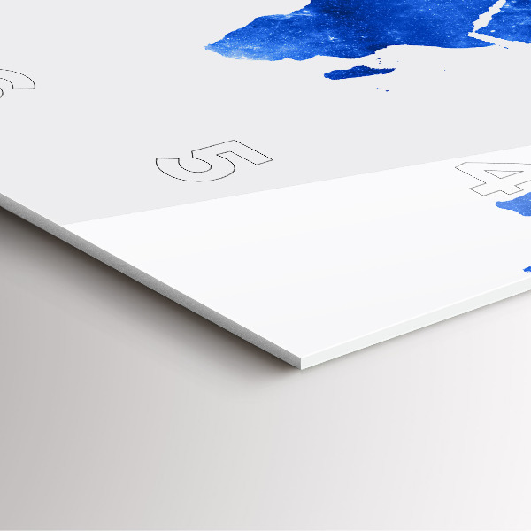 Square glass wall clock Space world map