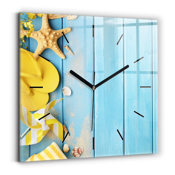 Square glass wall clock Beach accessories and boards