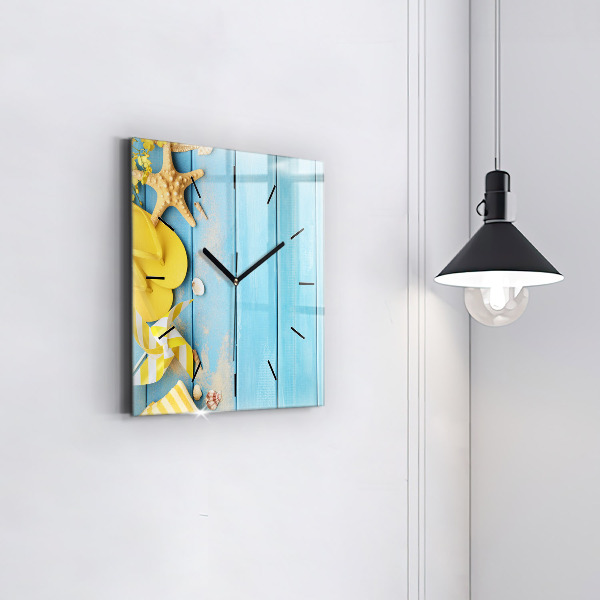 Square glass wall clock Beach accessories and boards