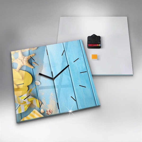 Square glass wall clock Beach accessories and boards