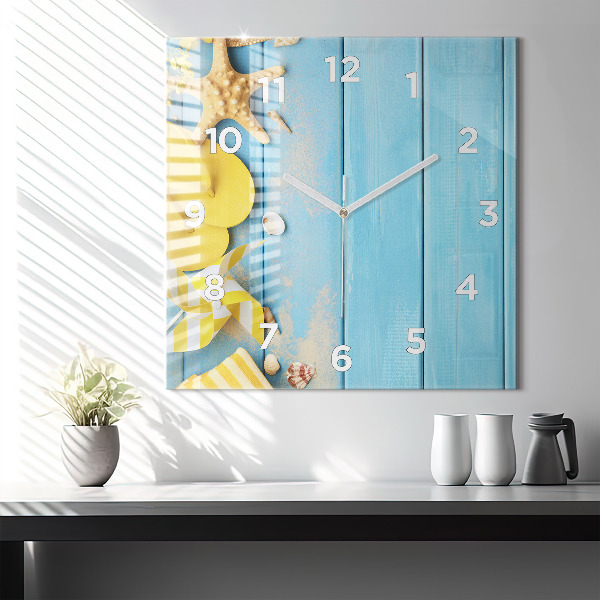 Square glass wall clock Beach accessories and boards