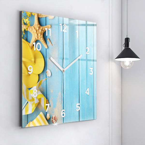 Square glass wall clock Beach accessories and boards