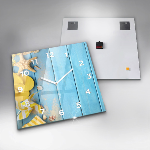 Square glass wall clock Beach accessories and boards