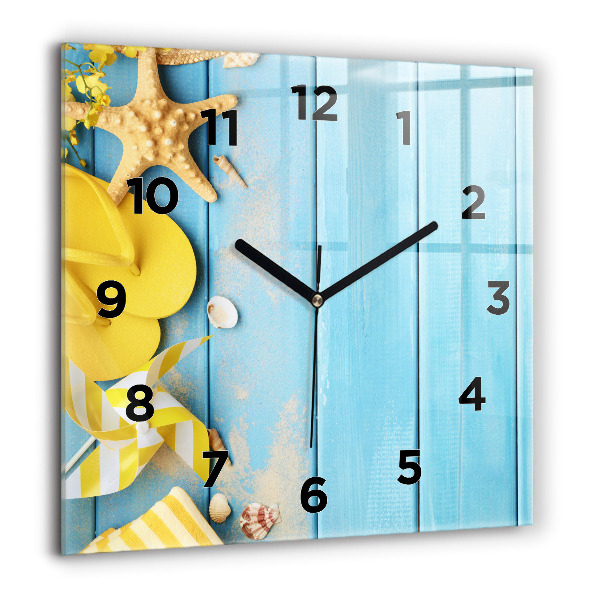Square glass wall clock Beach accessories and boards