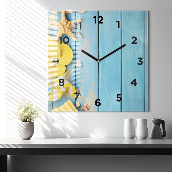 Square glass wall clock Beach accessories and boards