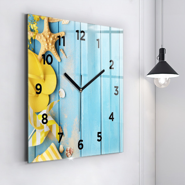 Square glass wall clock Beach accessories and boards